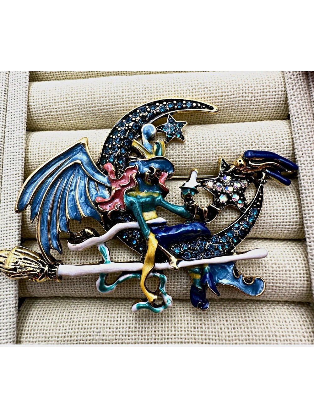 Kirks Folly inspired  Halloween Rhinestone Witch Moon Brooch